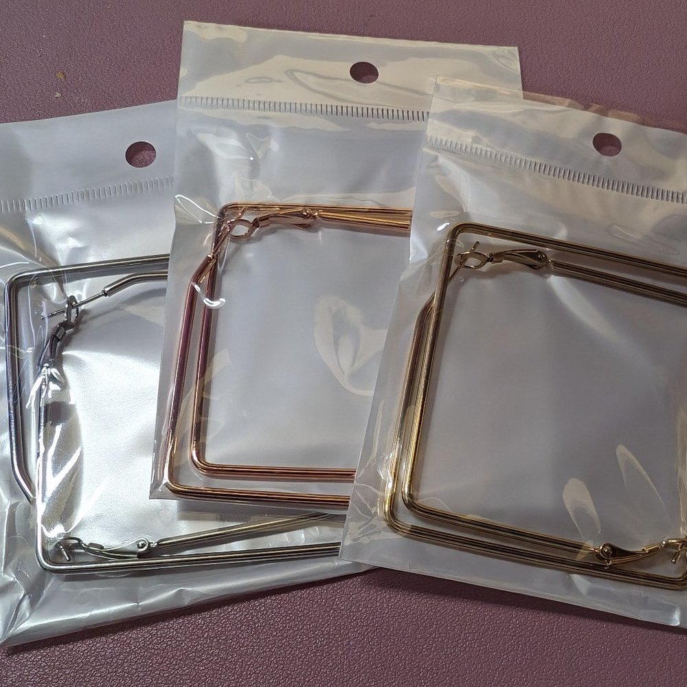 3 Pairs Stainless Steel Square "Hoop" Earrings for Women